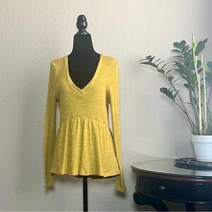 Anthropologie Mustard V-Neck Blouse